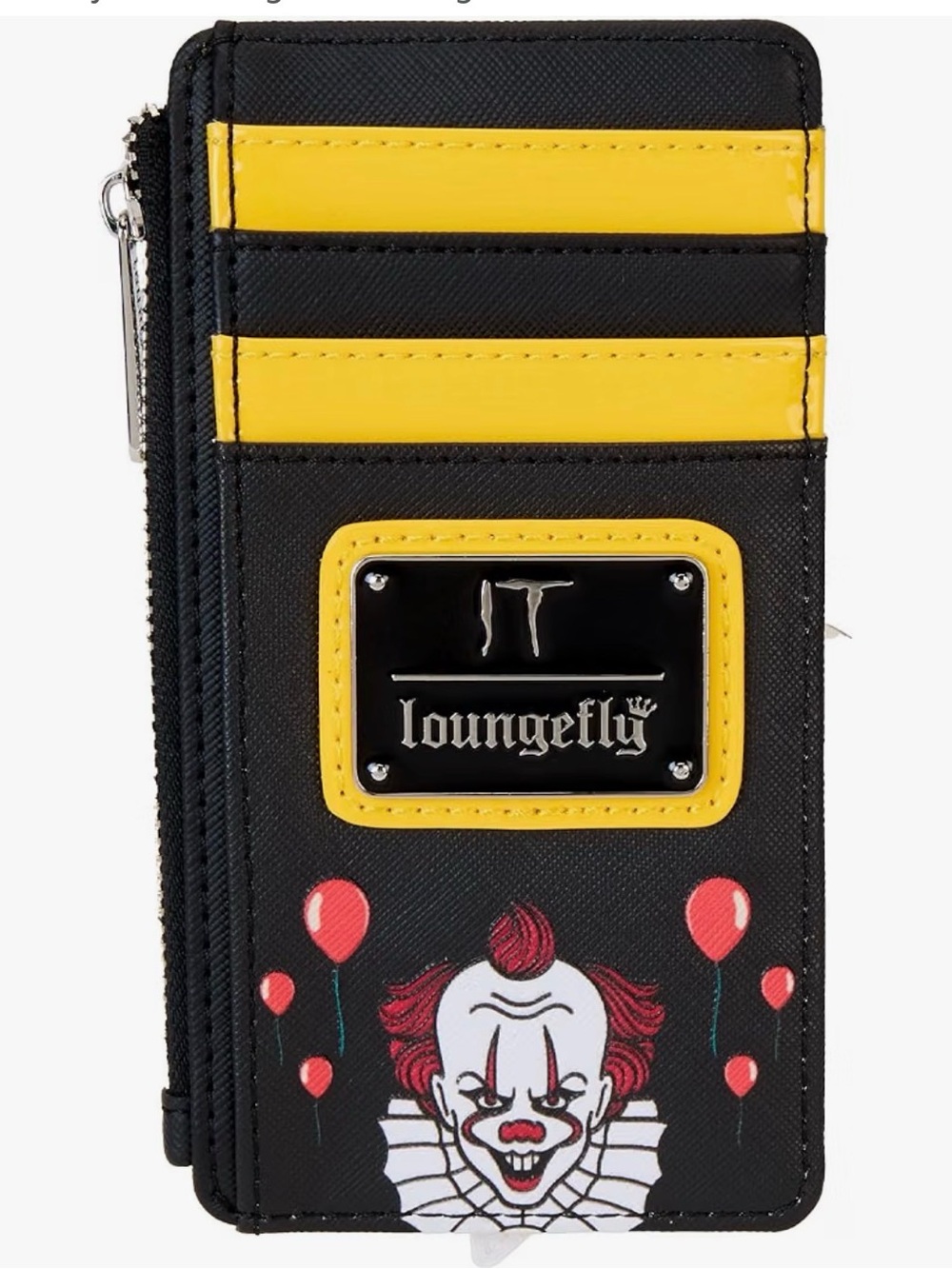 Loungefly Black and Yellow Pennywise Zip  Georgie Boat Cardholder Wallet